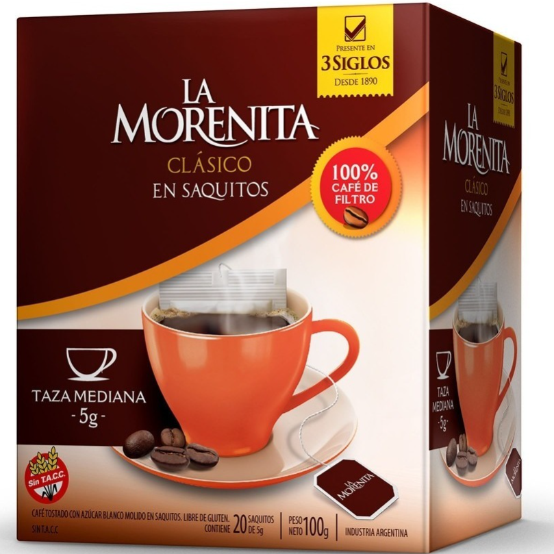 LA MORENITA CAFE CLASICO EN SAQUITO (20) UNIDADES DE 5G